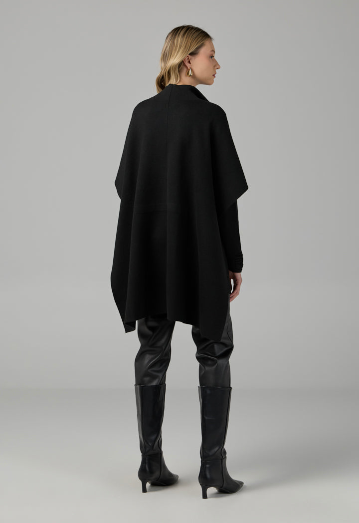 Choice Solid Knitted Cape Black