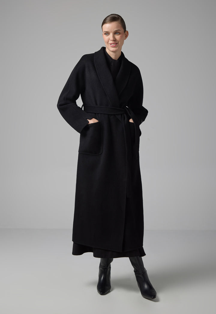 Choice Belted Wool Handmade Coat Black