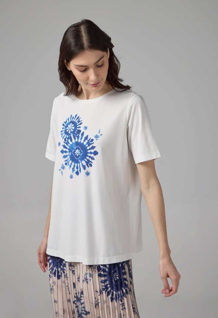 Choice Abstract Print T-Shirt Off White
