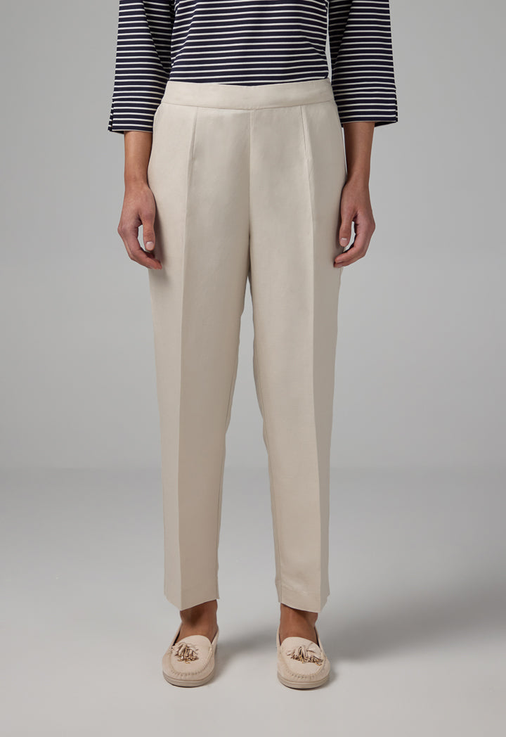 Choice Solid Elastic Waistband Trousers Sand