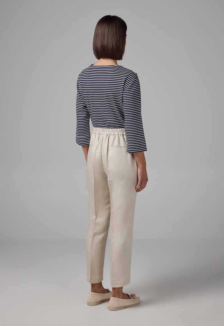 Choice Solid Elastic Waistband Trousers Sand