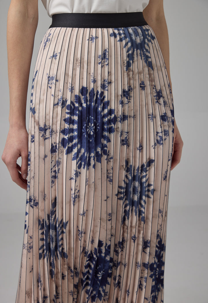 Choice All Over Printed Pleated Skirt Multi Color