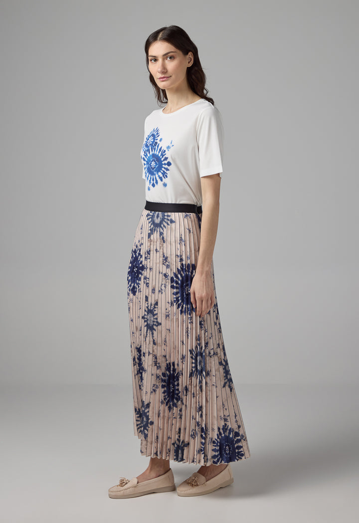 Choice All Over Printed Pleated Skirt Multi Color