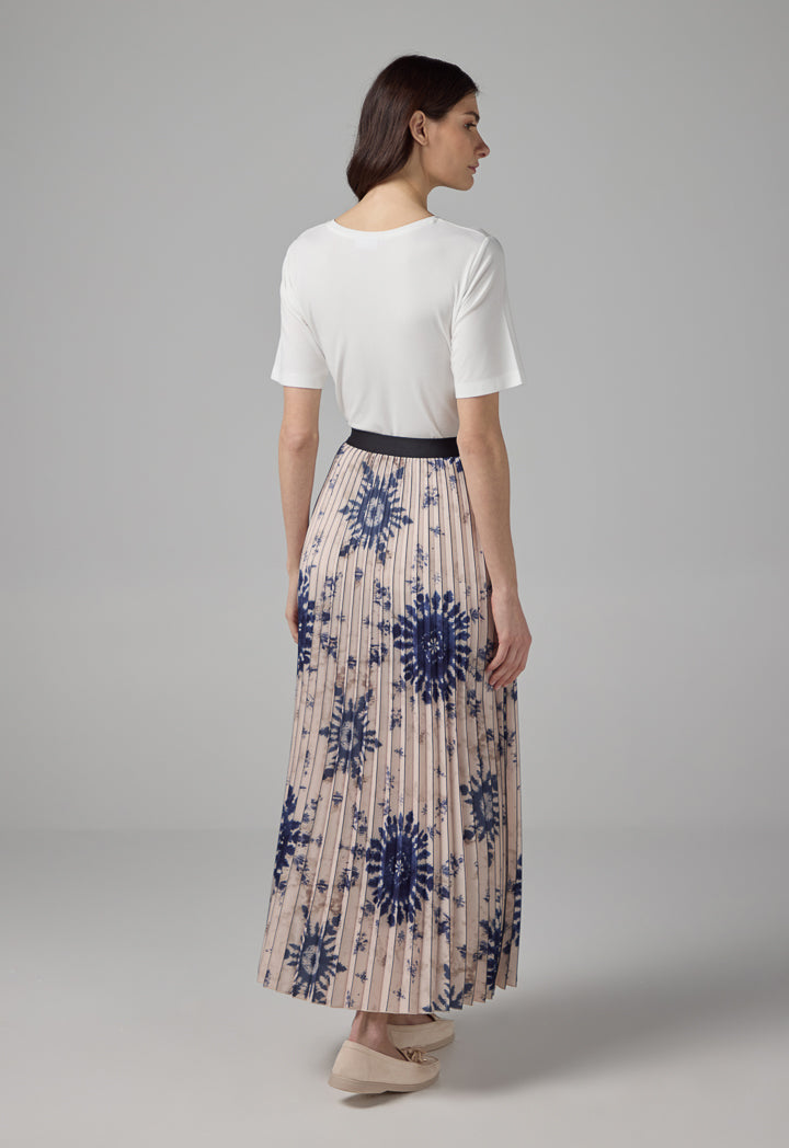 Choice All Over Printed Pleated Skirt Multi Color