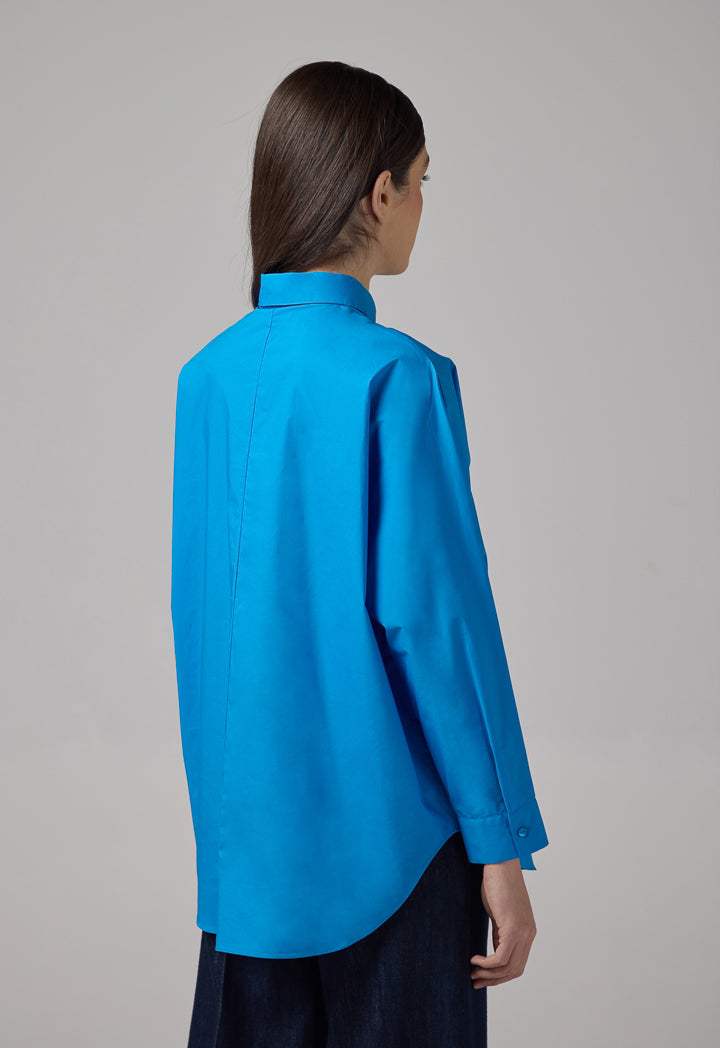 Choice Solid Long Kimono Sleeve Shirt Cobalt