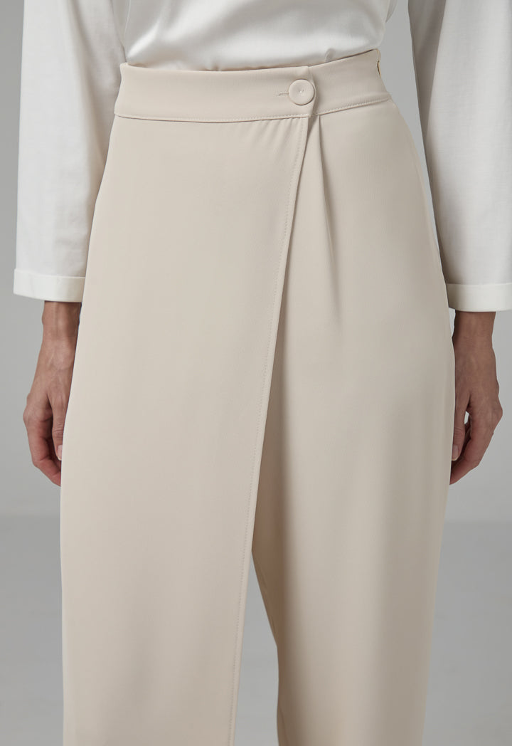 Choice Straight Cut Wrap Trousers Beige