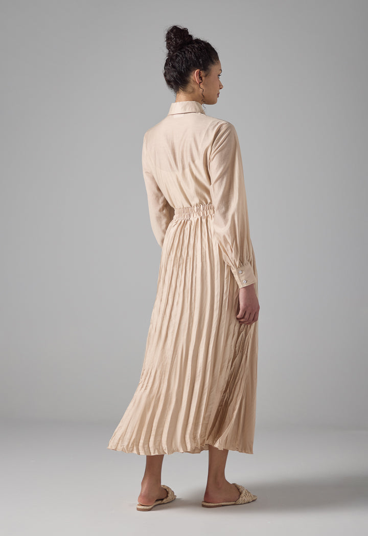 Choice Solid Pleated Skirt Beige