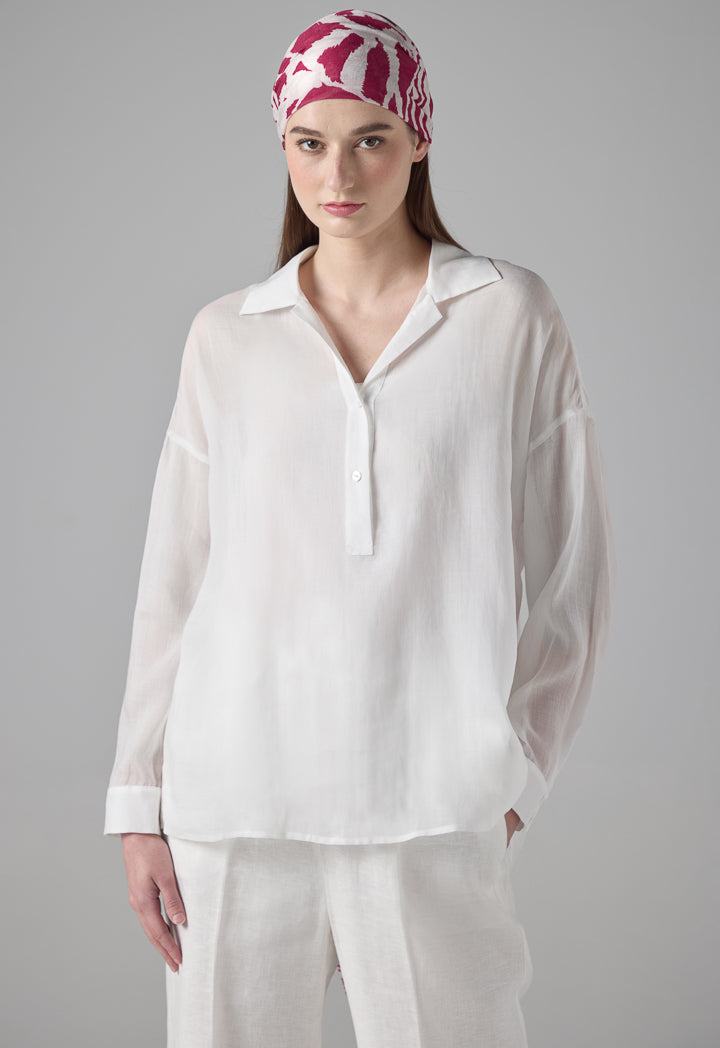 Choice Solid Drop Shoulder Shirt Off White