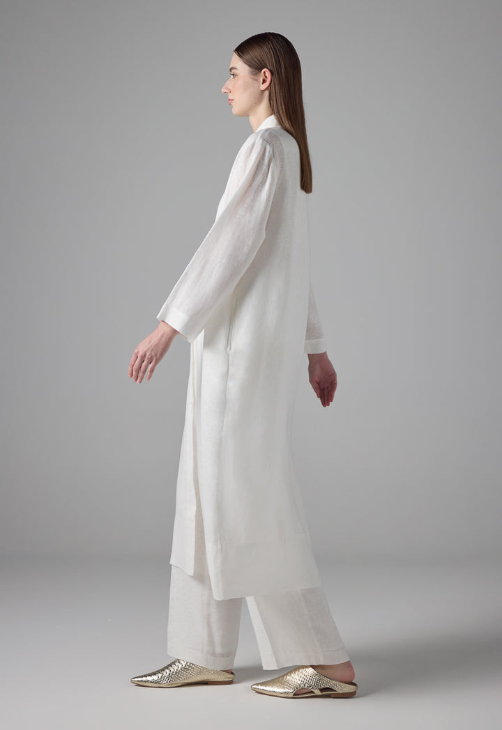 Choice Long Sleeve Basic Shirt Dress Off White