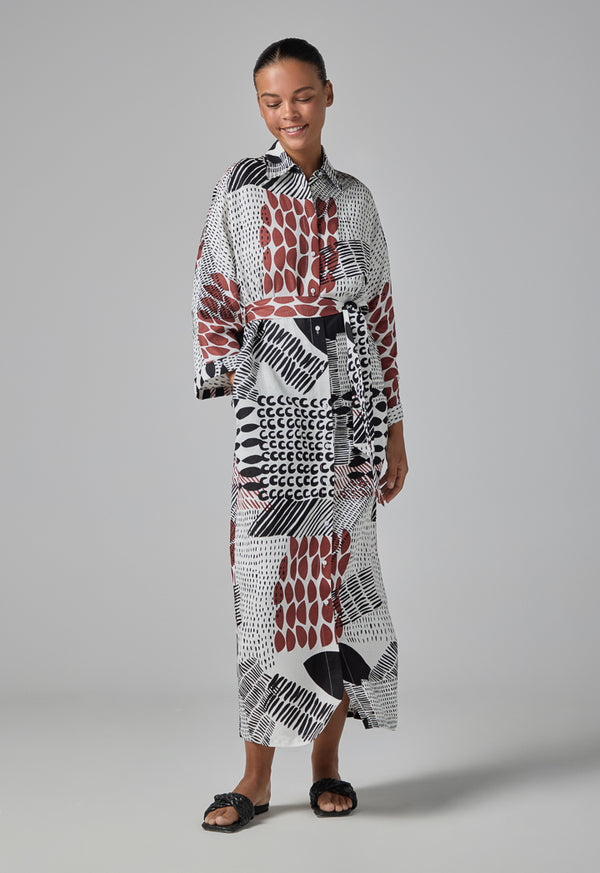 Choice Abstract Print Shirt Dress Multi Color