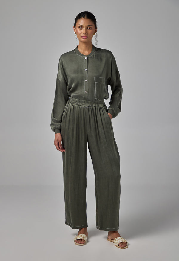 Choice Elasticated Waist Basic Trousers Khaki