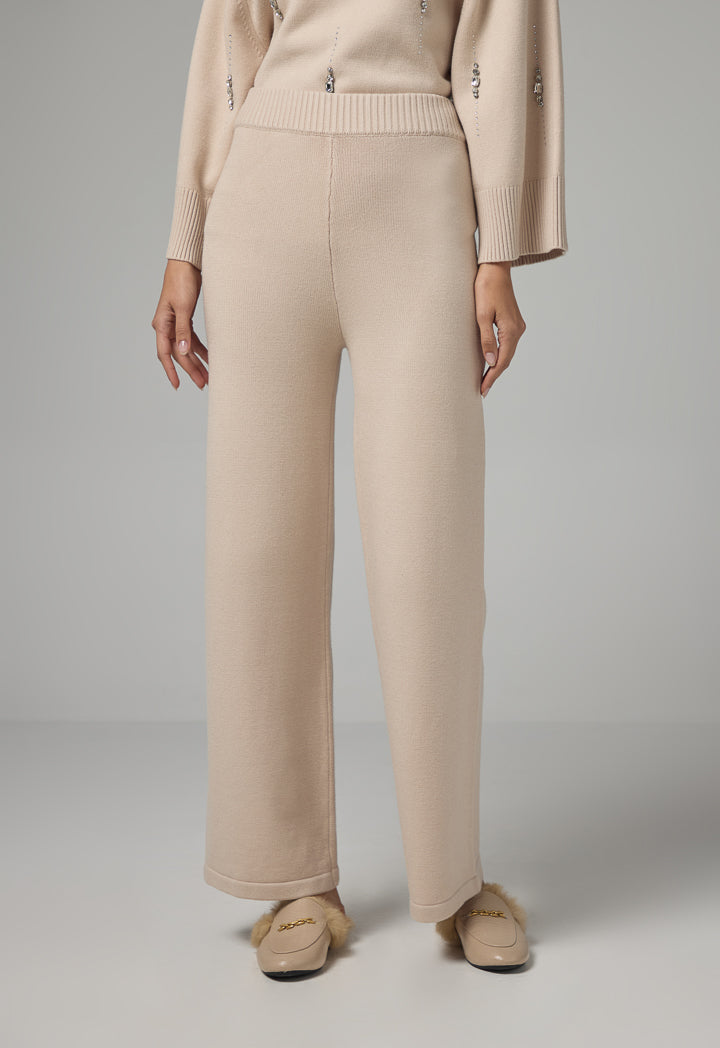 Choice Knitted Elasticated Waist Trousers Beige