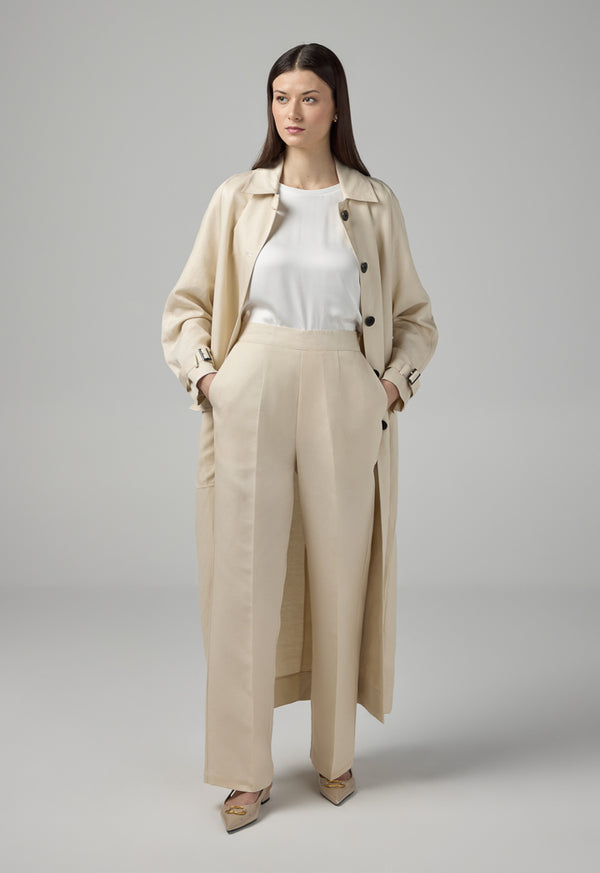 Choice Straight Leg High Waist Trousers Beige