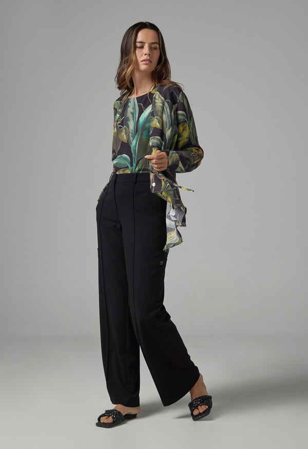 Choice Single Tone Wide Leg Trousers Black