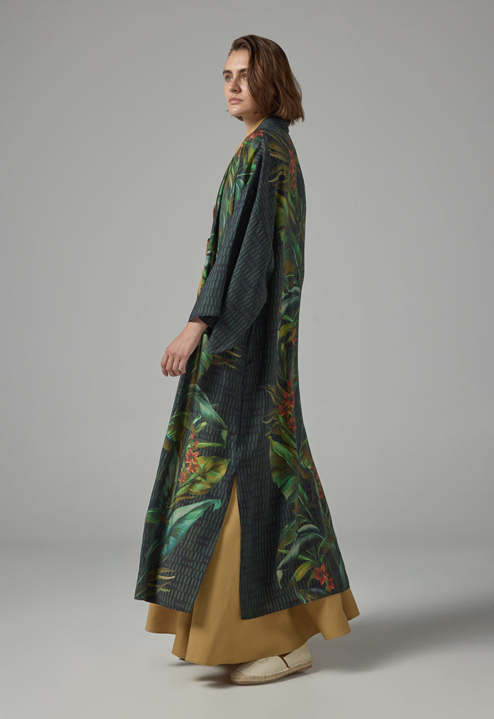 Choice Floral Print Flared Maxi Abaya  Multi Color