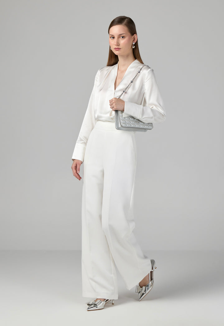 Choice Basic Wide Leg Trousers Off White