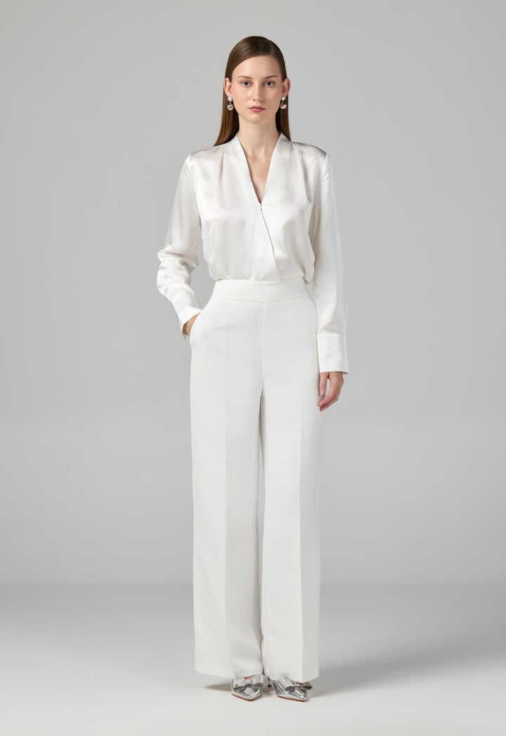 Choice Basic Wide Leg Trousers Off White