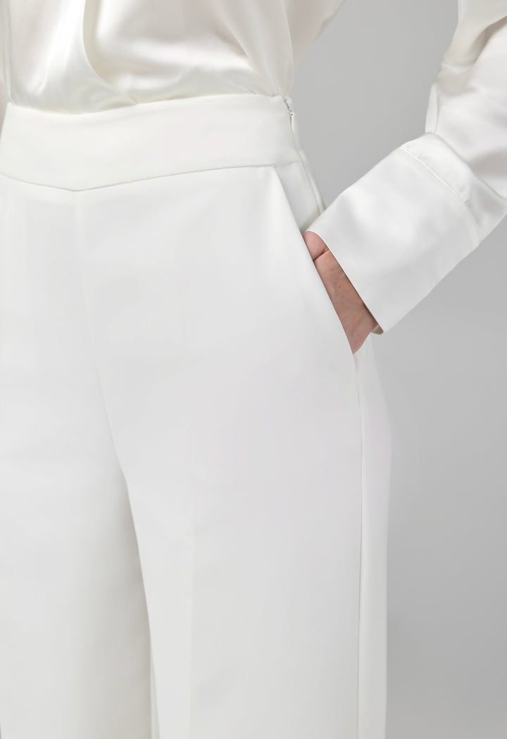 Choice Basic Wide Leg Trousers Off White