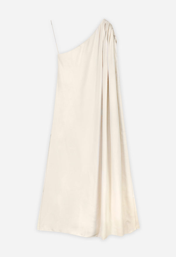 Maison La Plage Hydra One Shoulder Dress Cream