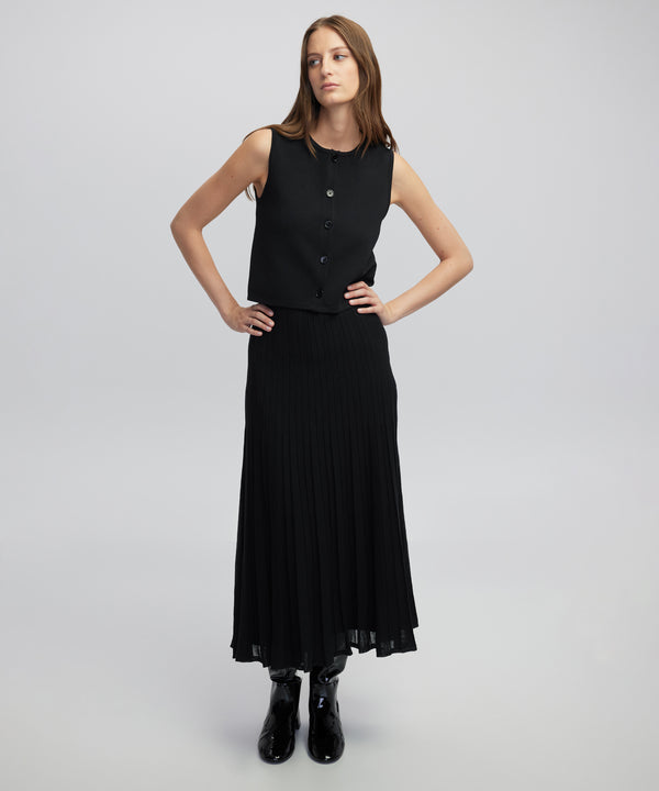 Ipekyol Pleated Knit Midi Dress Black