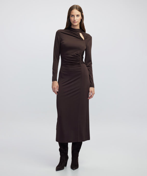 Ipekyol Draped Cutout Dress Brown