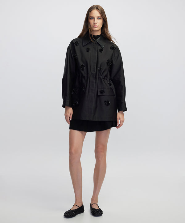 Ipekyol Floral Embellished Coat Black