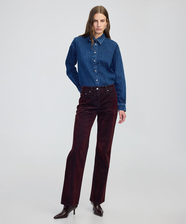 Ipekyol Flocked Wide-Leg Jeans Bordoux