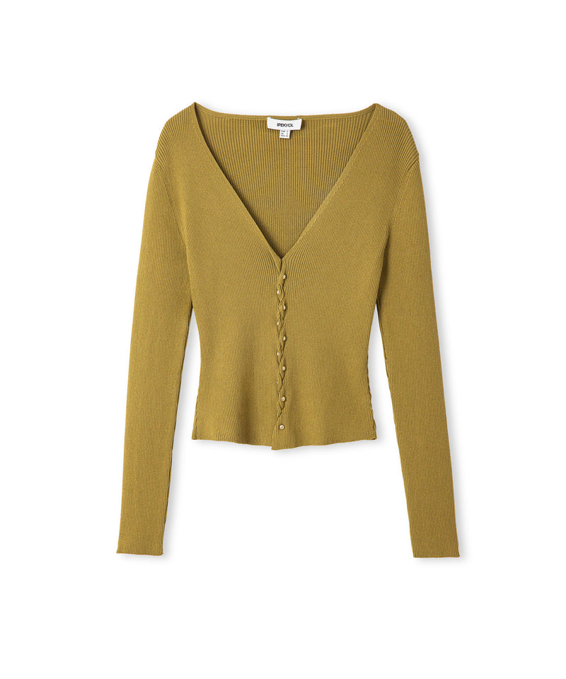 Ipekyol Embellished Ribbed Knit Top Green