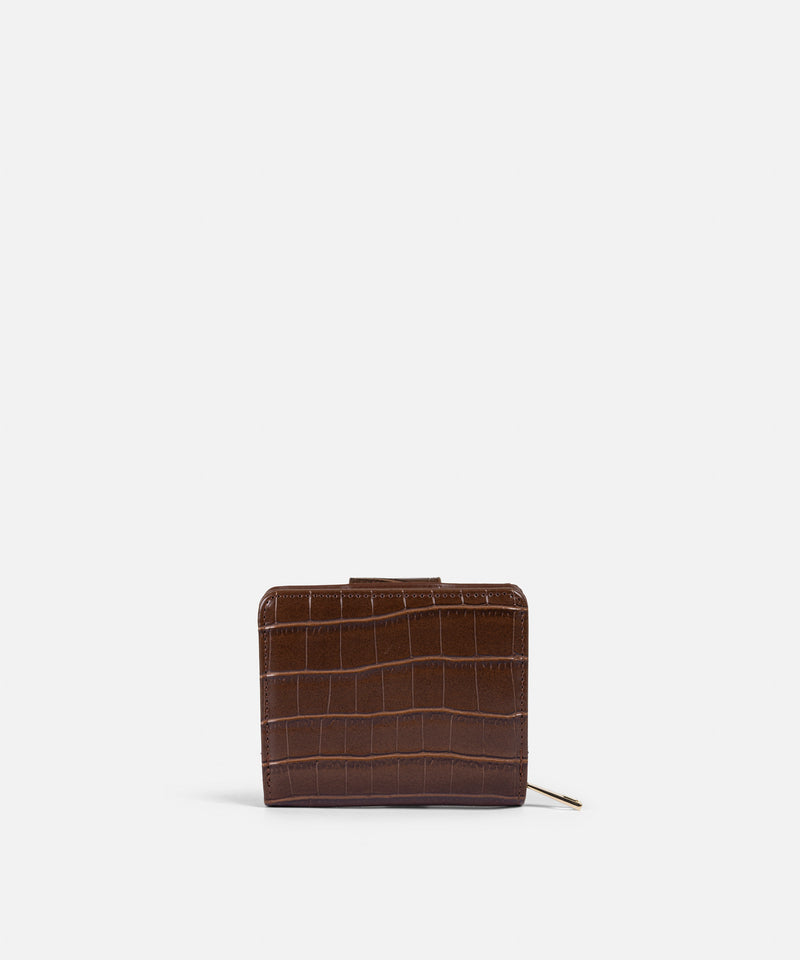 Ipekyol Croc-Effect Wallet Brown