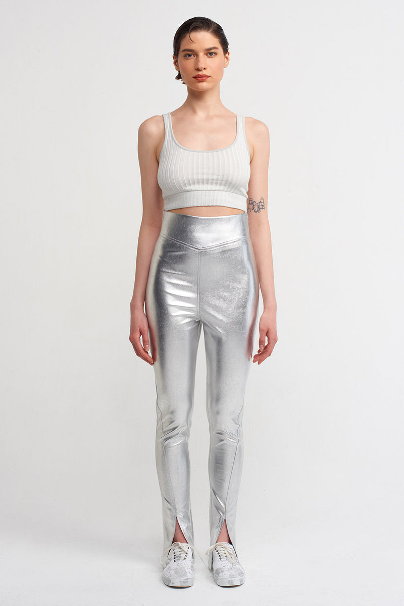 Nu High Waist Skinny Pants Silver