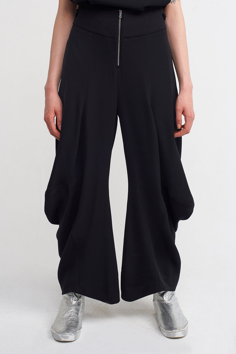 Nu Side Detailed High Waist Trousers Black