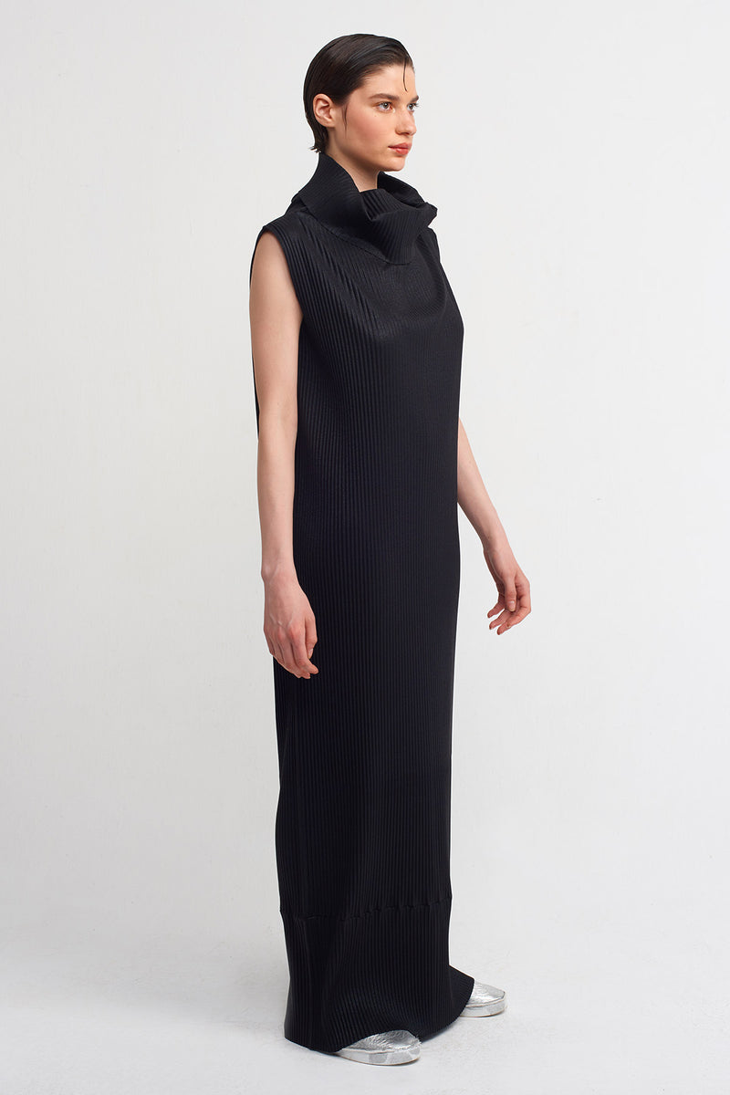 Nu Lurex Allover Rib Long Dress Black