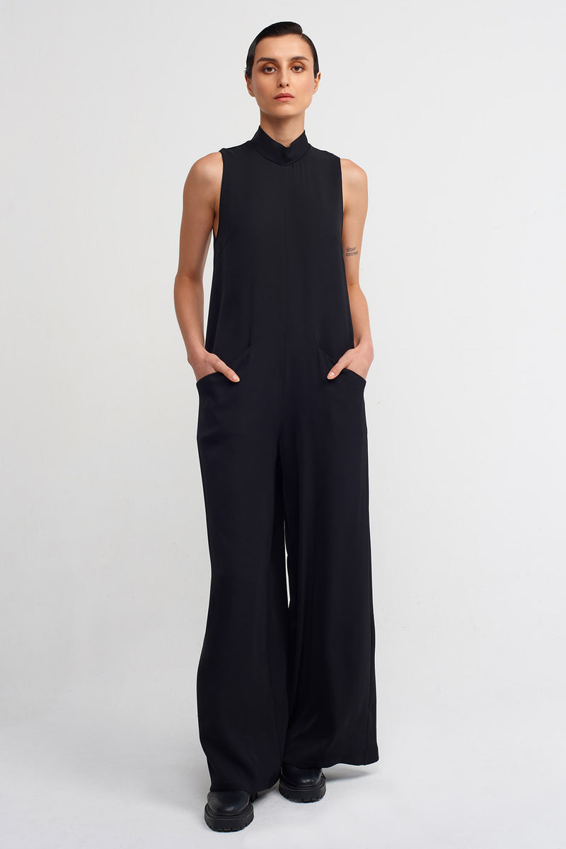 Nu Stylish Jumpsuit With Pockets" Black