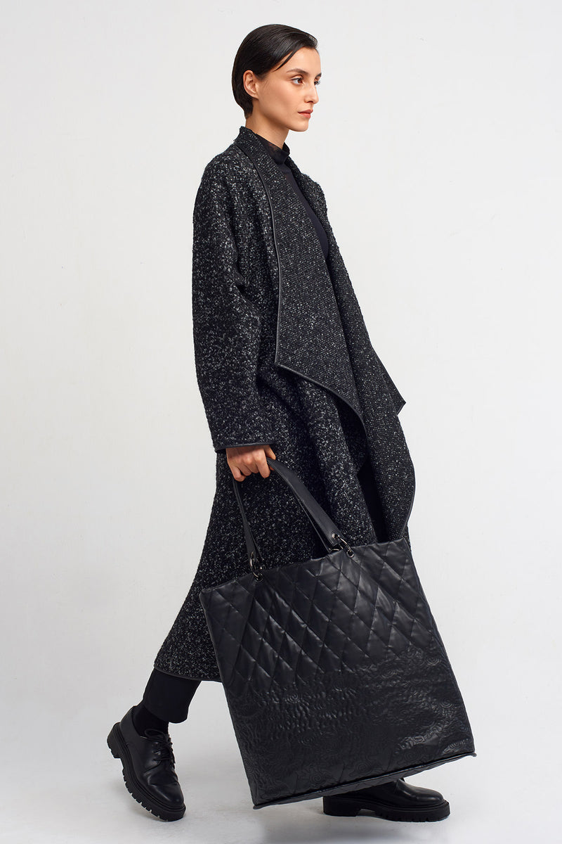 NU Quilted Embellished Shoulder Bag Black