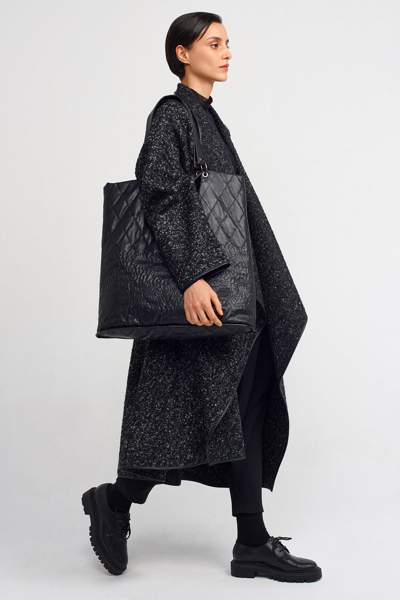 NU Quilted Embellished Shoulder Bag Black