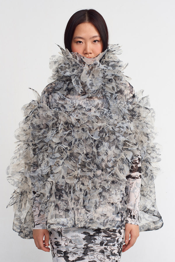 NU Ruffled Turtleneck Blouse Multi Color