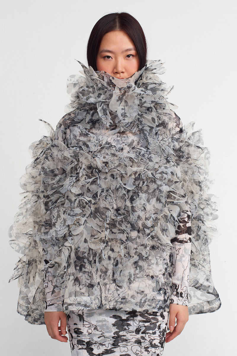 NU Ruffled Turtleneck Blouse Multi Color