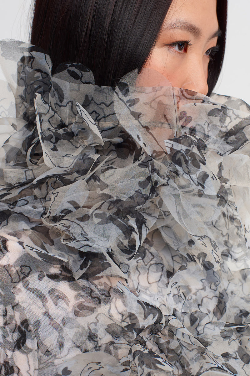 NU Ruffled Turtleneck Blouse Multi Color