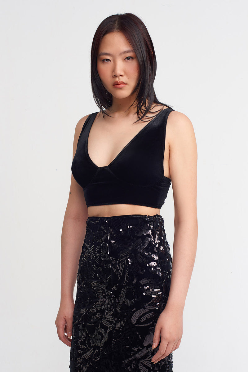 NU Elegant Velvet Bustier Black