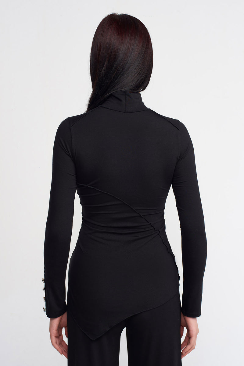 Nu Jersey Turtleneck Bodysuit Black