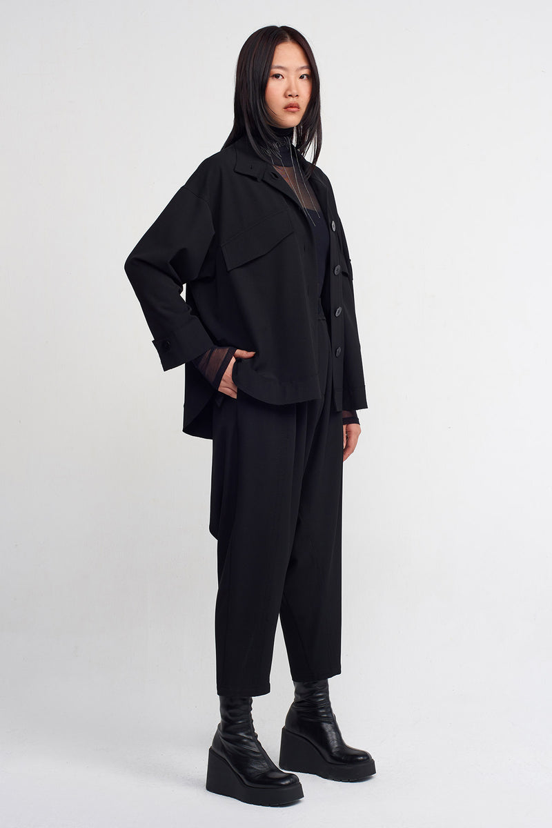 NU Large Button Jersey Shirt Black