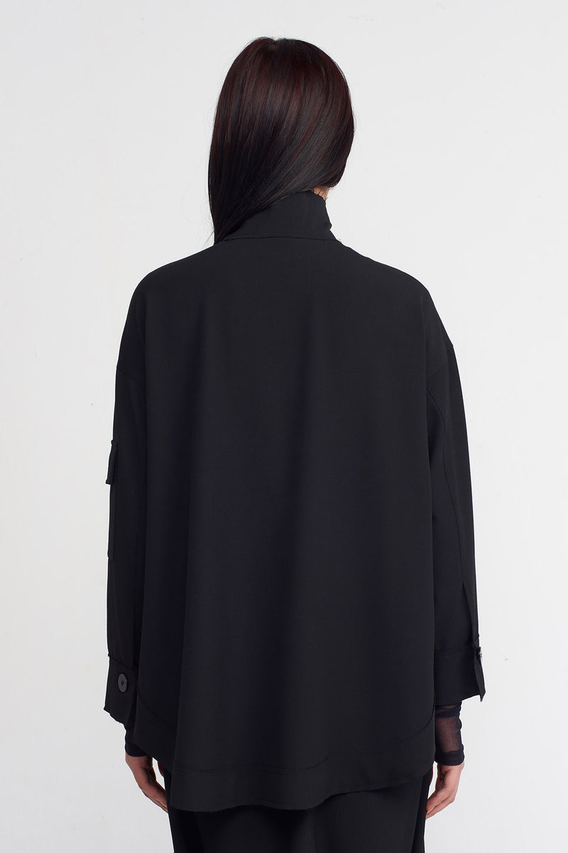 NU Large Button Jersey Shirt Black