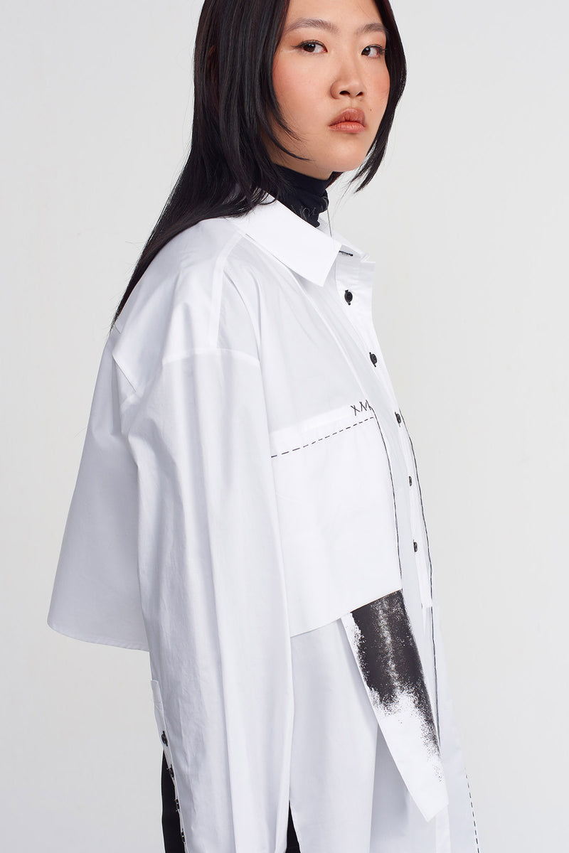 Nu Long Front Short Back Shirt Off White