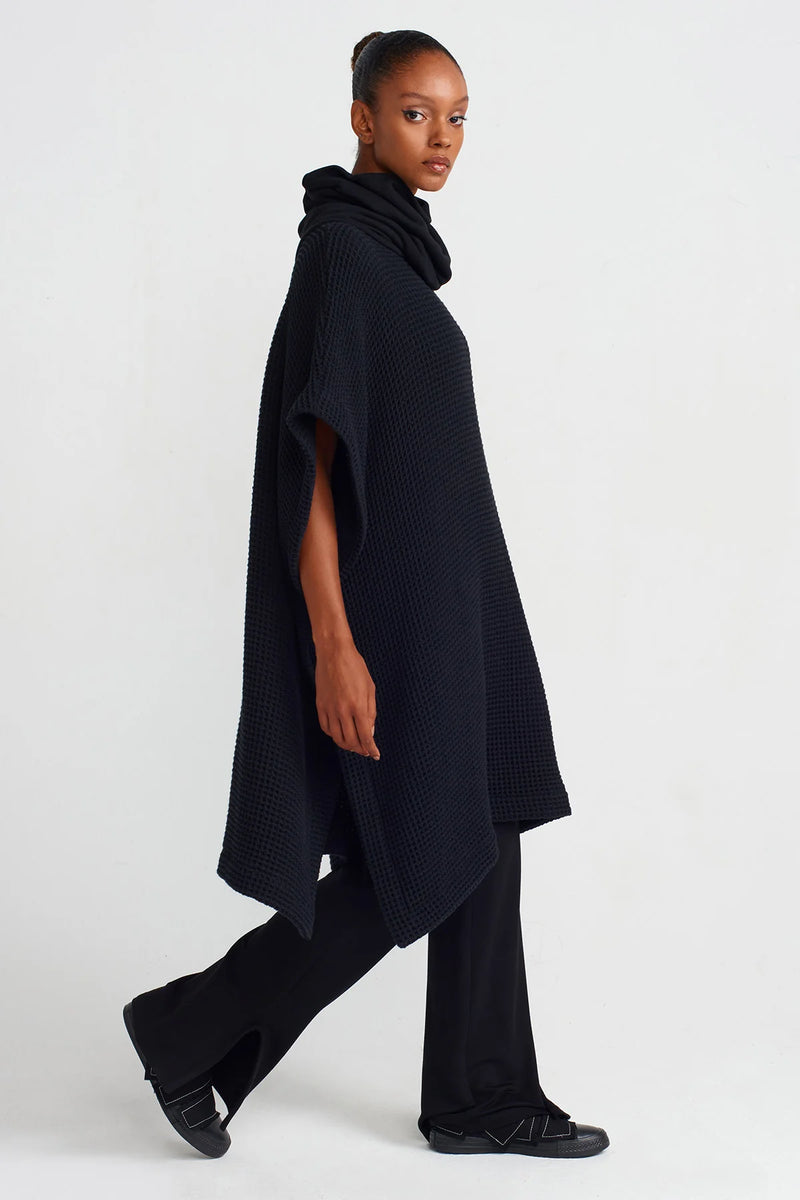NU Turtleneck Poncho Blouse Black