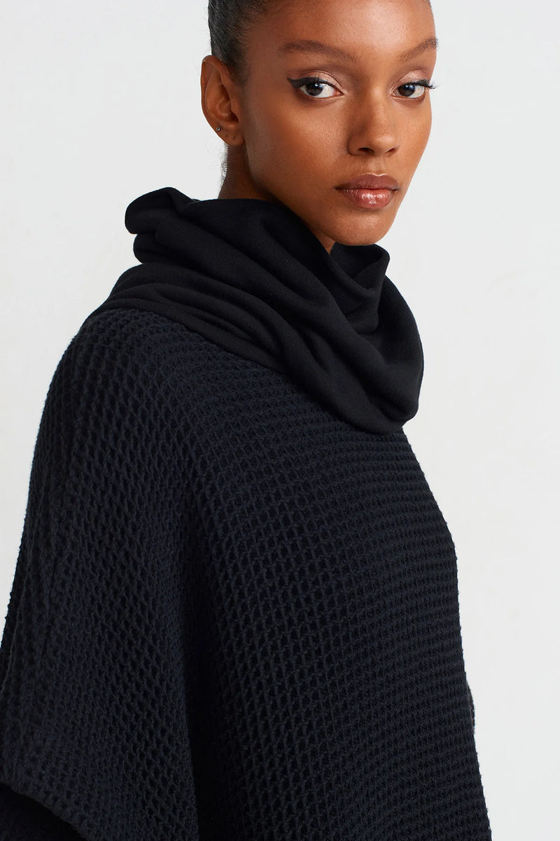 NU Turtleneck Poncho Blouse Black