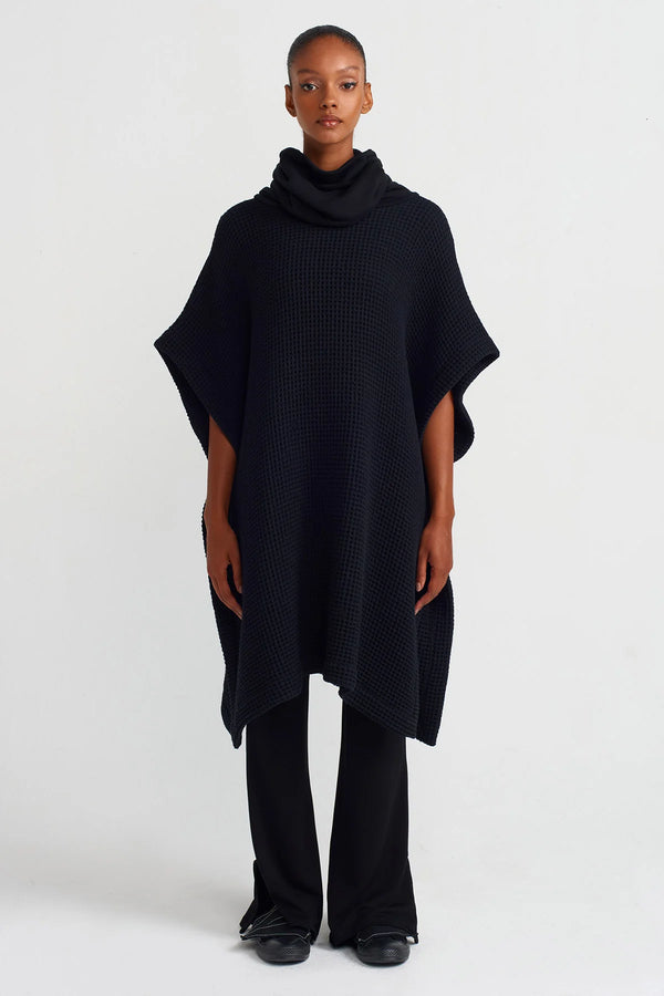 NU Turtleneck Poncho Blouse Black