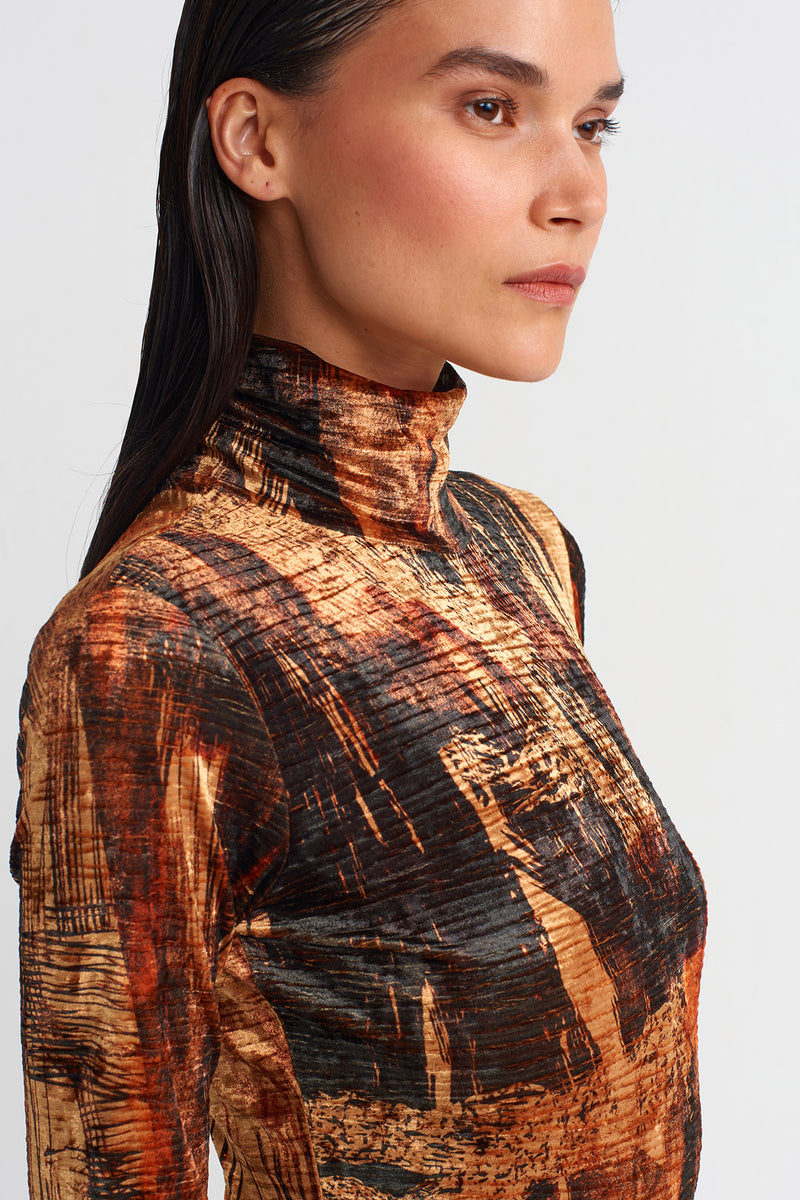 NU Patterned Velvet Bodysuit Multi Color