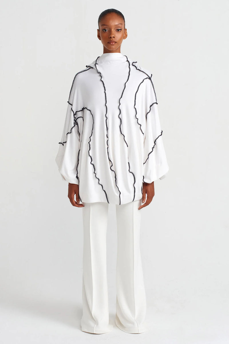 NU Contrast Stitch Sweatshirt White