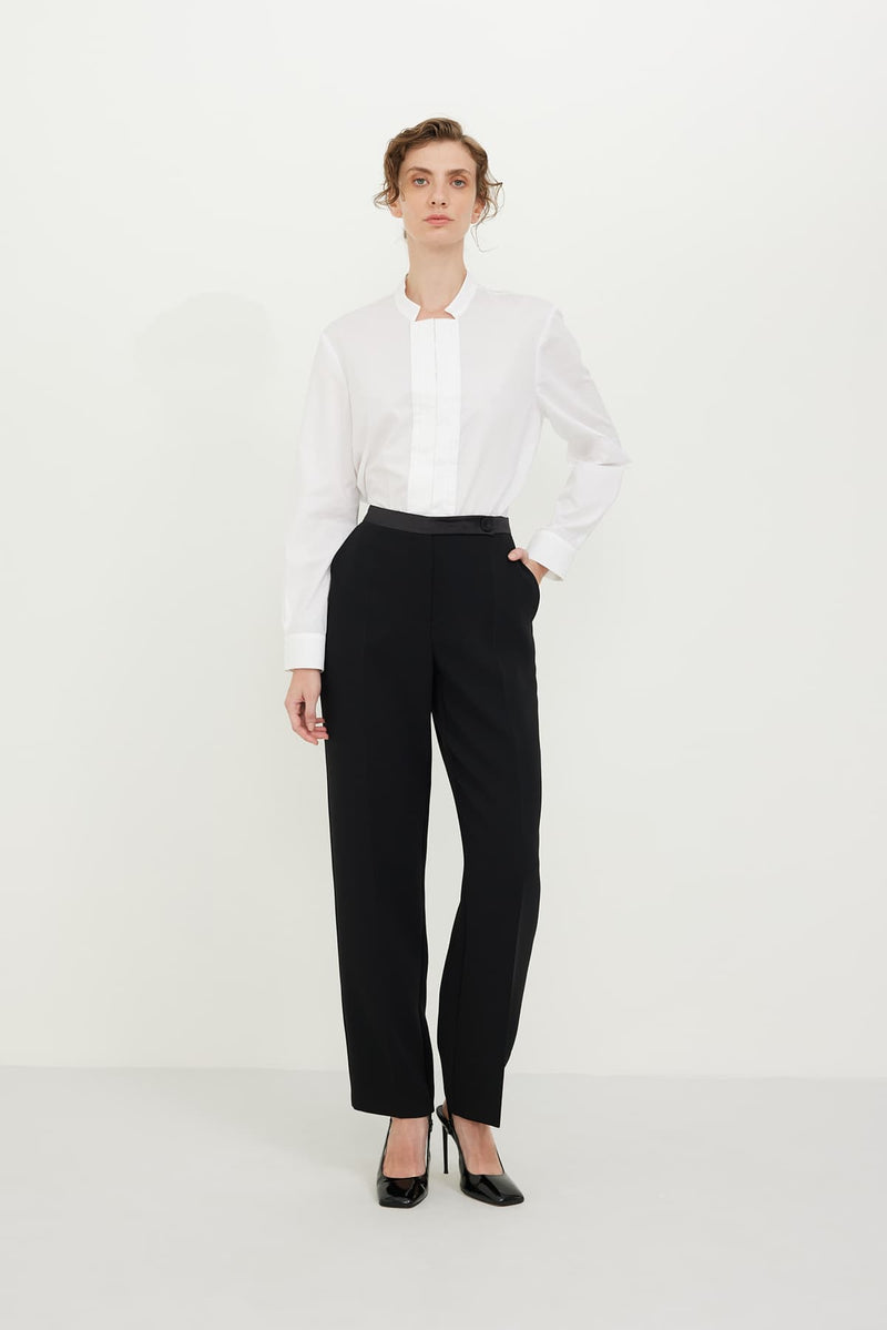 Roman Solid Formal Trousers Black