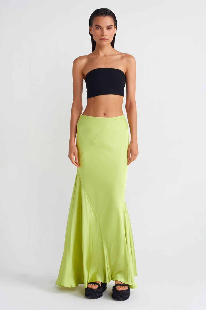 NU Satin Long Skirt Lime
